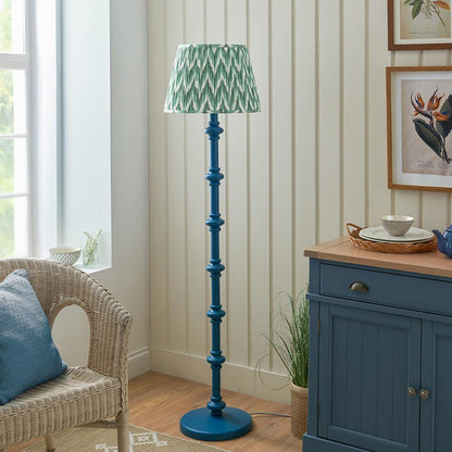Carnaby And Zigzag 40cm Cotswold Green Shade Floor Lamp Satin Marlin Blue Base