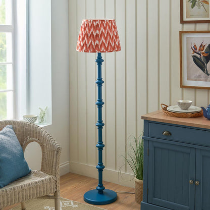 Carnaby And Zigzag 40cm Apricot Orange Shade Floor Lamp Satin Marlin Blue Base