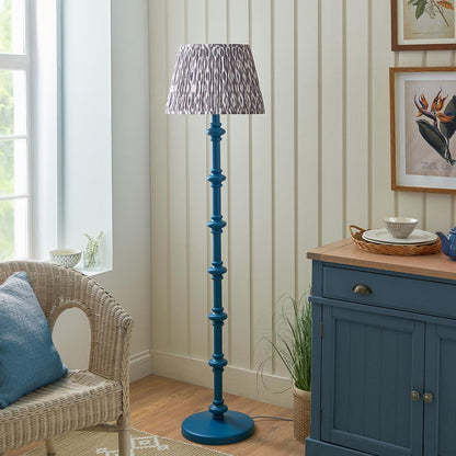 Carnaby And Ikat 40cm Pearl Grey Shade Floor Lamp With Satin Marlin Blue Base
