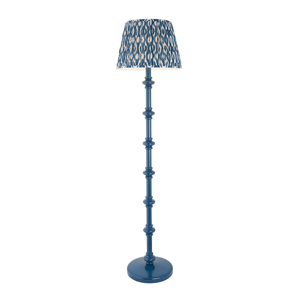 Carnaby And Ikat 40cm Marlin Blue Shade Floor Lamp With Satin Marlin Blue Base