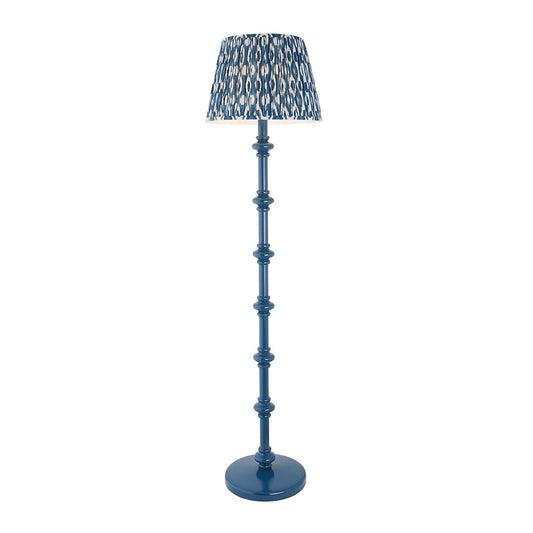 Carnaby And Ikat 40cm Marlin Blue Shade Floor Lamp With Satin Marlin Blue Base