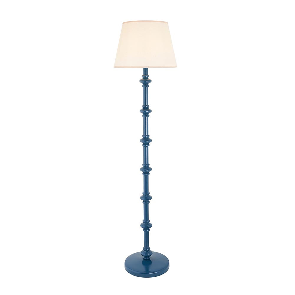 Carnaby And Ivy 40cm Vintage White Shade Floor Lamp With Satin Marlin Blue Base