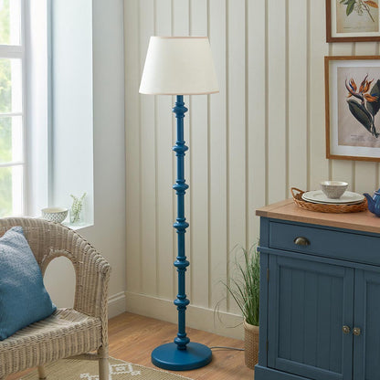 Carnaby And Ivy 40cm Vintage White Shade Floor Lamp With Satin Marlin Blue Base