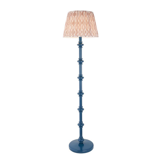 Carnaby And Ikat 40cm Neutral Shade Floor Lamp With Satin Marlin Blue Base