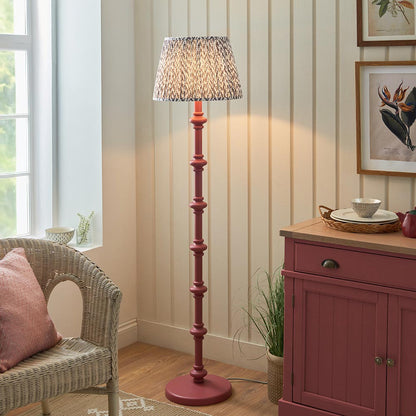 Carnaby And Leaf 40cm Pearl Grey Shade Floor Lamp With Satin Pink Clay Base