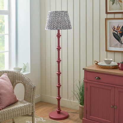 Carnaby And Leaf 40cm Pearl Grey Shade Floor Lamp With Satin Pink Clay Base