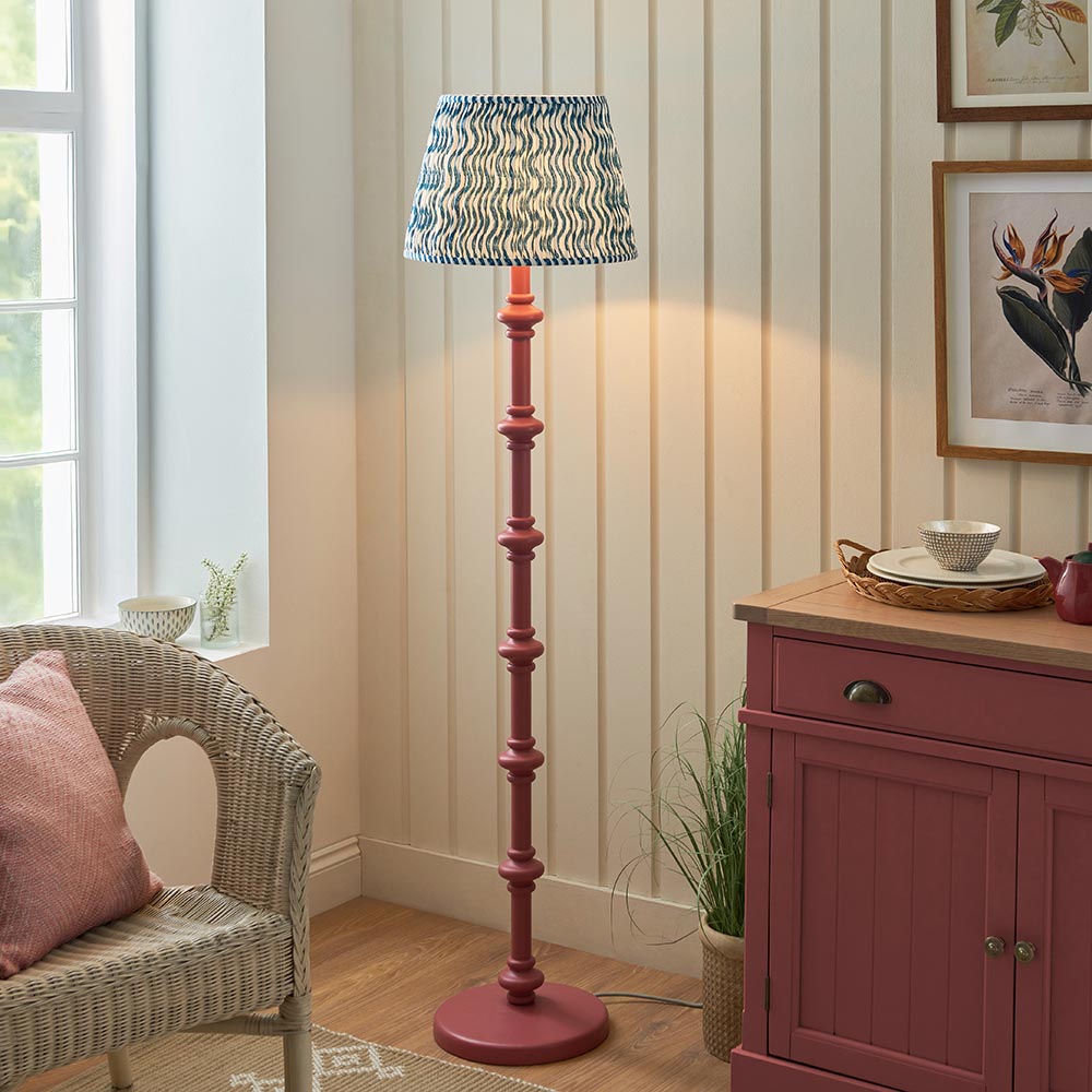 Carnaby And Ripple 40cm Marlin Blue Shade Floor Lamp With Satin Pink Clay Base