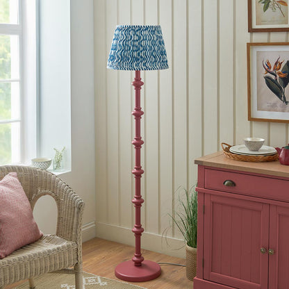 Carnaby And Ripple 40cm Marlin Blue Shade Floor Lamp With Satin Pink Clay Base