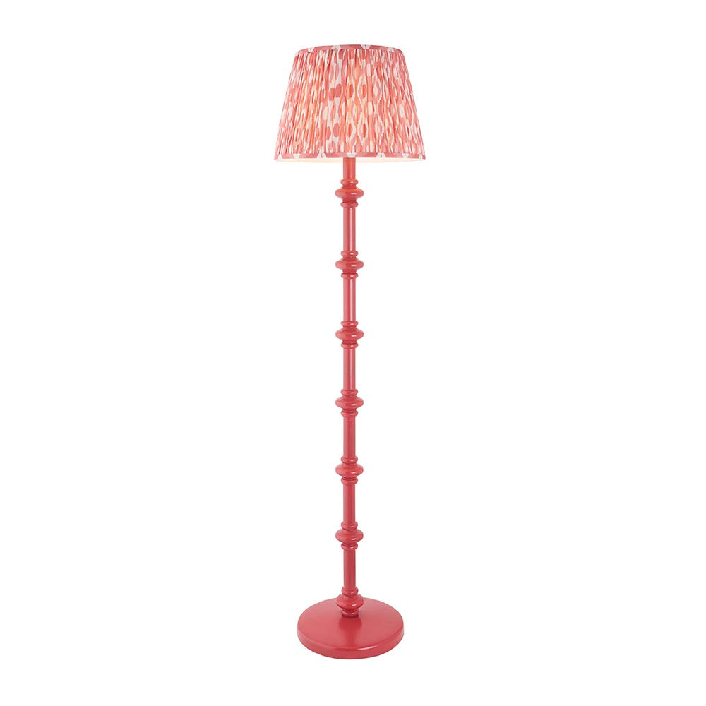 Carnaby And Ikat 40cm Coral Pink Shade Floor Lamp With Satin Pink Clay Base