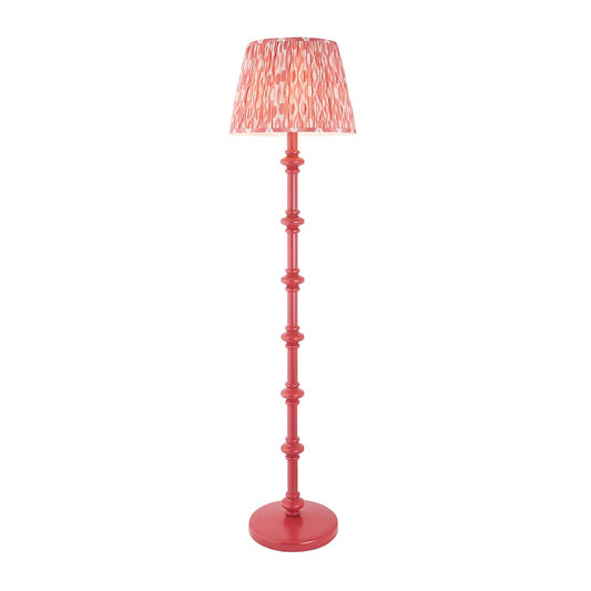 Carnaby And Ikat 40cm Coral Pink Shade Floor Lamp With Satin Pink Clay Base