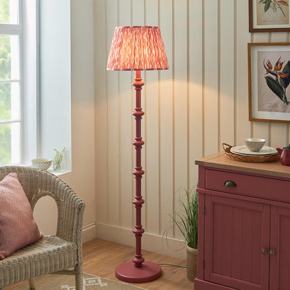 Carnaby And Ikat 40cm Coral Pink Shade Floor Lamp With Satin Pink Clay Base