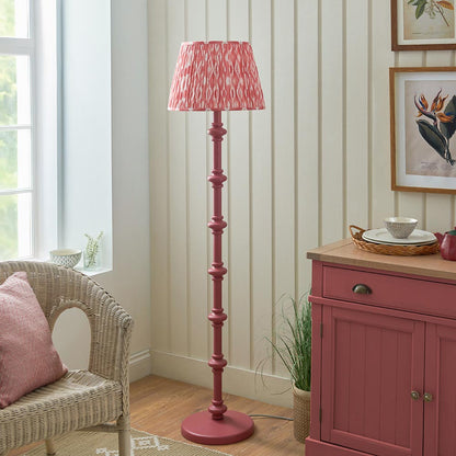 Carnaby And Ikat 40cm Coral Pink Shade Floor Lamp With Satin Pink Clay Base