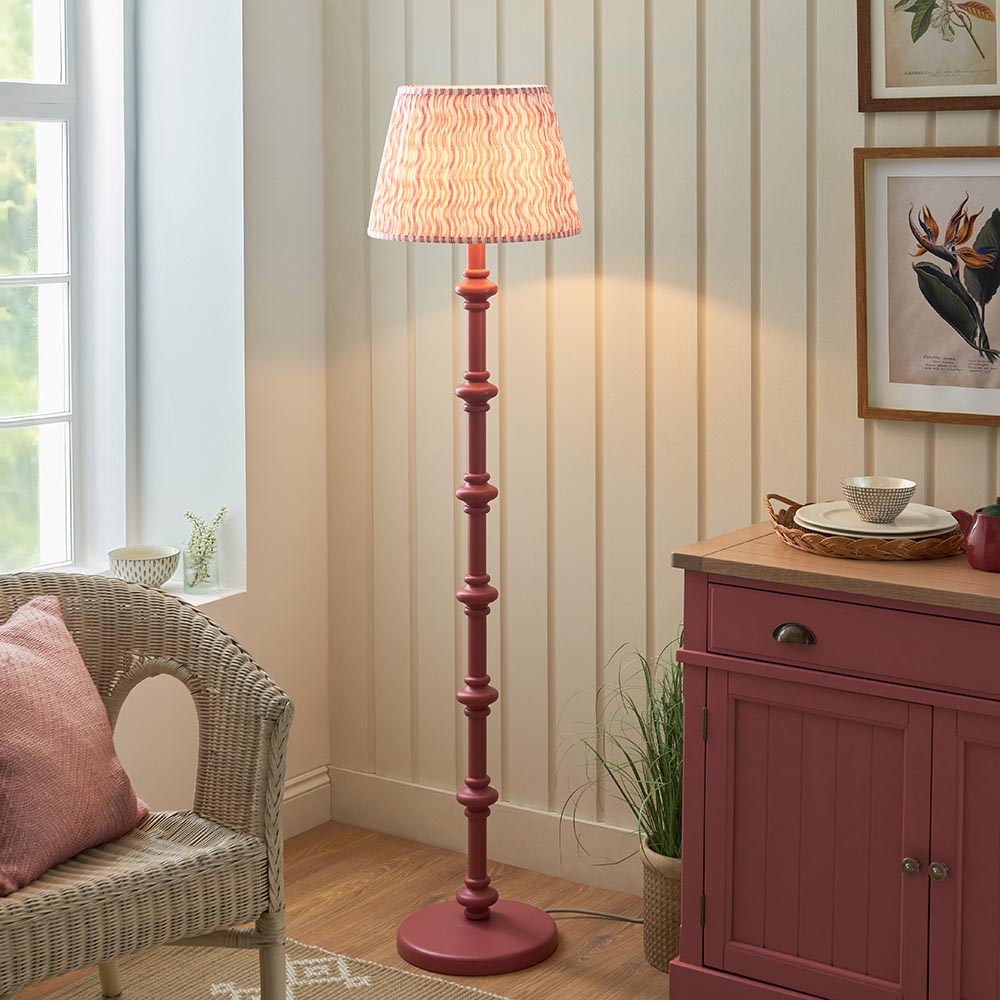 Carnaby And Ripple 40cm Coral Pink Shade Floor Lamp With Satin Pink Clay Base