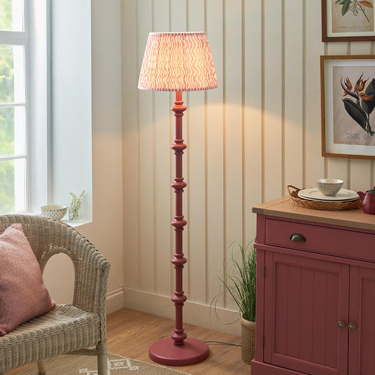Carnaby And Ripple 40cm Coral Pink Shade Floor Lamp With Satin Pink Clay Base