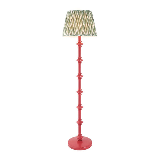 Carnaby And Zigzag 40cm Cotswold Green Shade Floor Lamp Satin Pink Clay Base