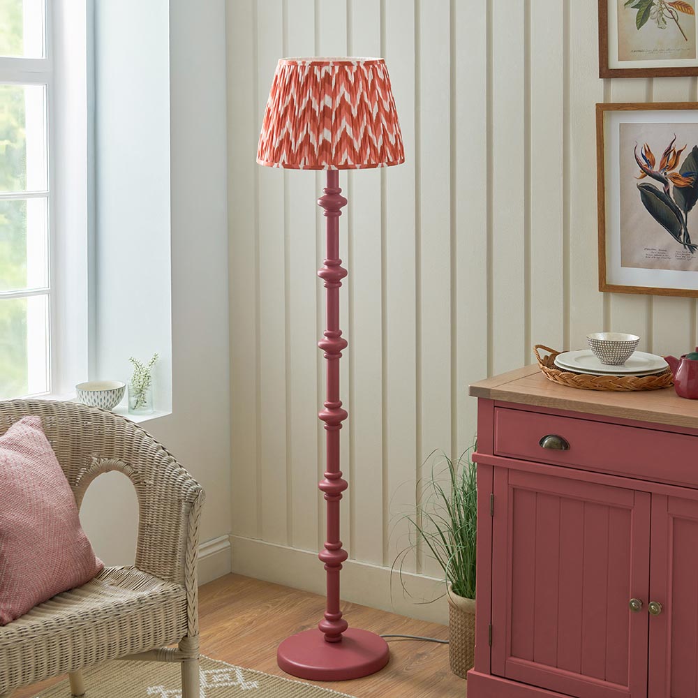 Carnaby And Zigzag 40cm Apricot Orange Shade Floor Lamp Satin Pink Clay Base