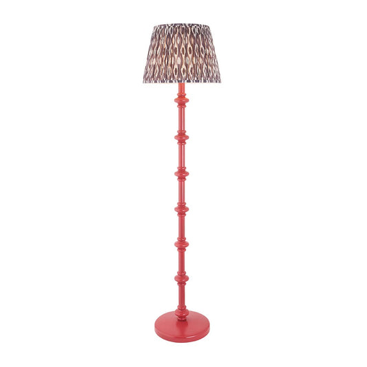 Carnaby And Ikat 40cm Pearl Grey Shade Floor Lamp With Satin Pink Clay Base