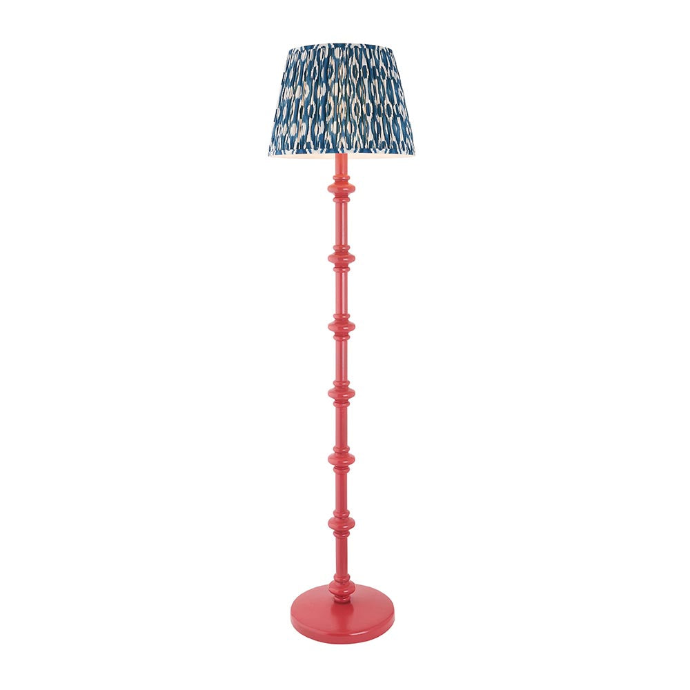 Carnaby And Ikat 40cm Marlin Blue Shade Floor Lamp With Satin Pink Clay Base