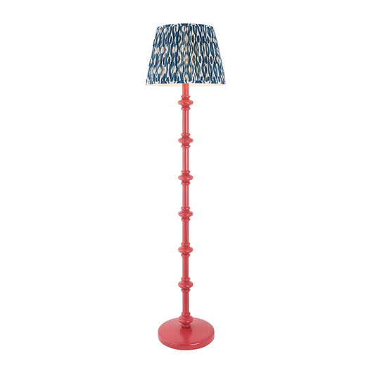 Carnaby And Ikat 40cm Marlin Blue Shade Floor Lamp With Satin Pink Clay Base