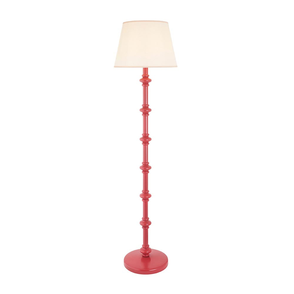 Carnaby And Ivy 40cm Vintage White Shade Floor Lamp With Satin Pink Clay Base