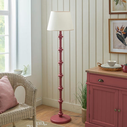 Carnaby And Ivy 40cm Vintage White Shade Floor Lamp With Satin Pink Clay Base