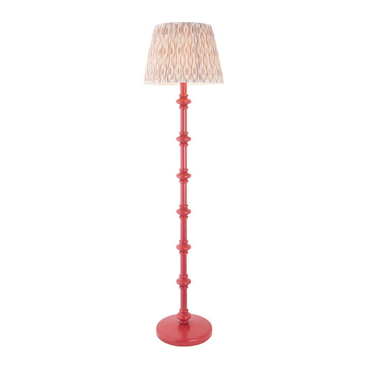 Carnaby And Ikat 40cm Neutral Shade Floor Lamp With Satin Pink Clay Base