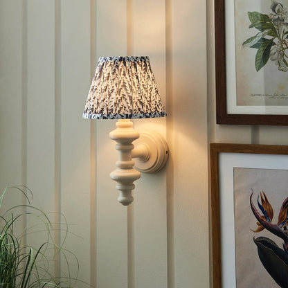 Carnaby And Leaf 20cm Pearl Grey Shade Wall Light With Satin Almond White Base