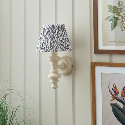 Carnaby And Leaf 20cm Pearl Grey Shade Wall Light With Satin Almond White Base