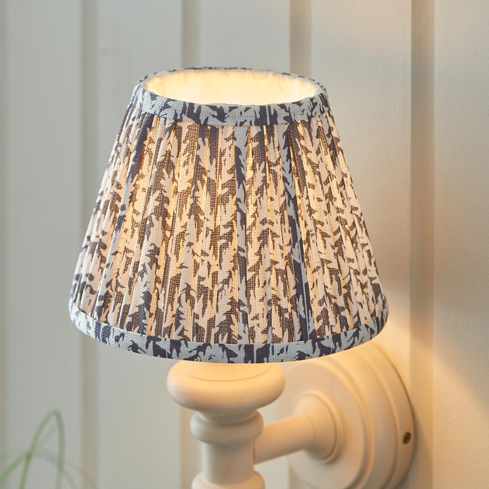 Carnaby And Leaf 20cm Pearl Grey Shade Wall Light With Satin Almond White Base