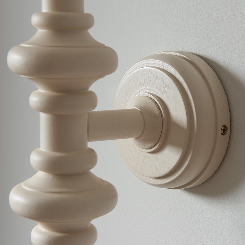 Carnaby And Leaf 20cm Pearl Grey Shade Wall Light With Satin Almond White Base