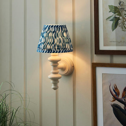Carnaby And Ripple 20cm Marlin Blue Shade Wall Light With Satin Almond White Base