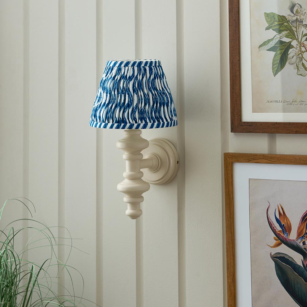Carnaby And Ripple 20cm Marlin Blue Shade Wall Light With Satin Almond White Base