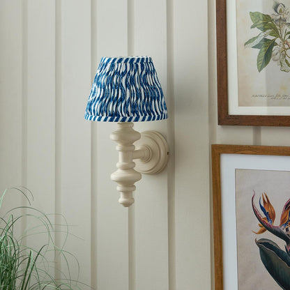 Carnaby And Ripple 20cm Marlin Blue Shade Wall Light With Satin Almond White Base