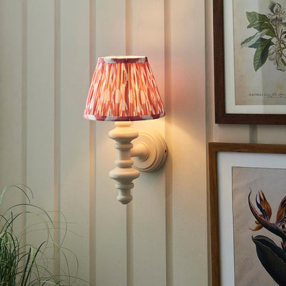 Carnaby And Ikat 20cm Coral Pink Shade Wall Light With Satin Almond White Base