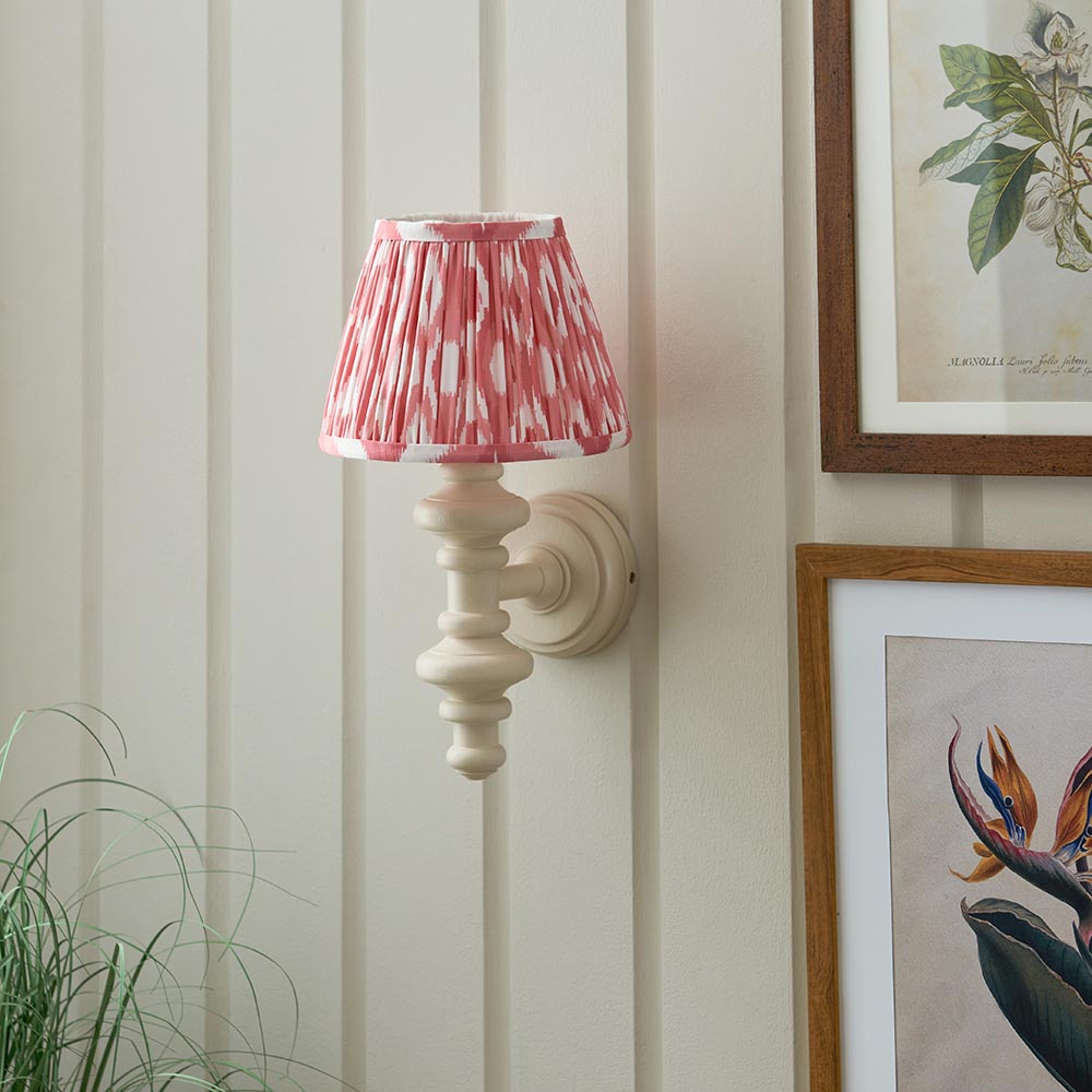 Carnaby And Ikat 20cm Coral Pink Shade Wall Light With Satin Almond White Base