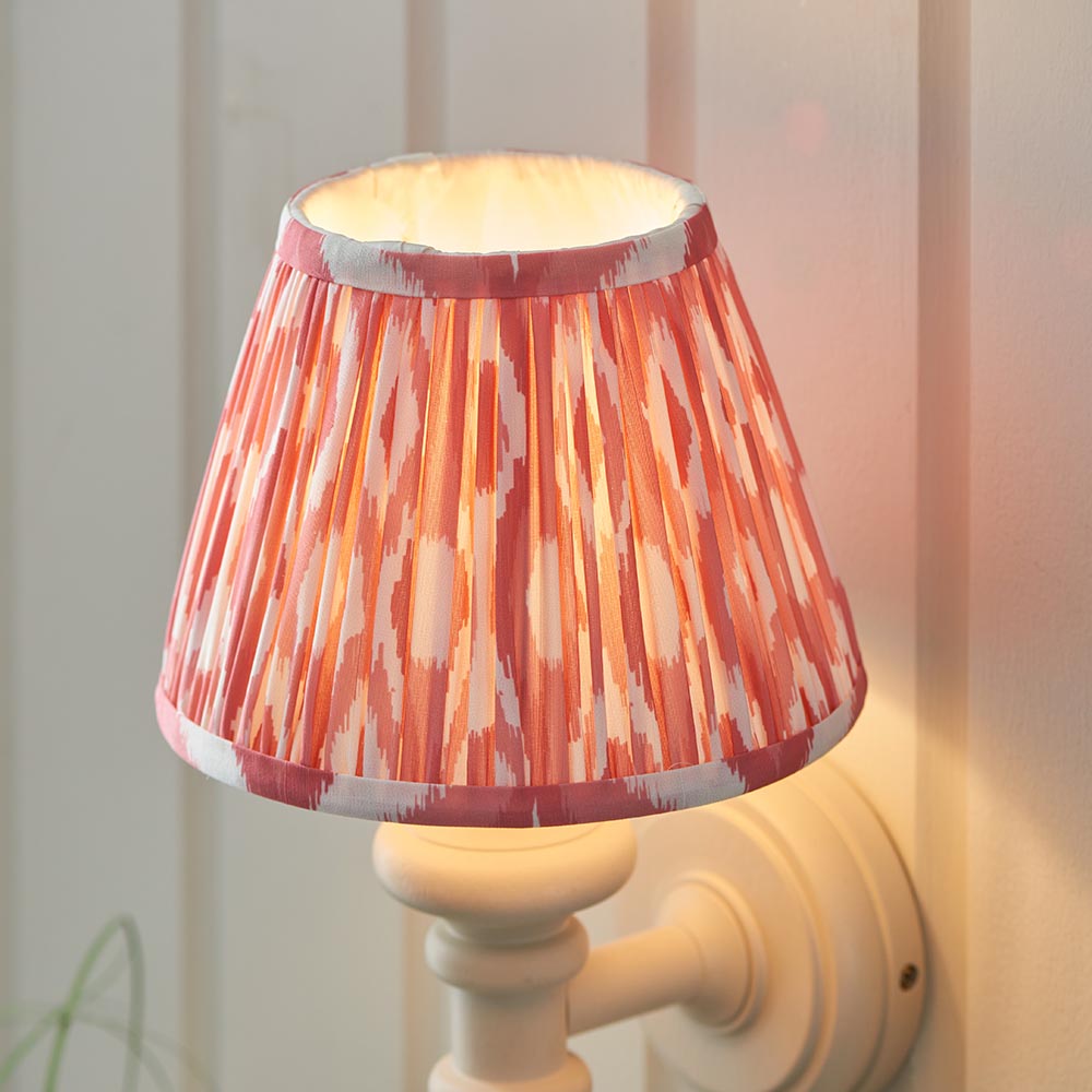 Carnaby And Ikat 20cm Coral Pink Shade Wall Light With Satin Almond White Base