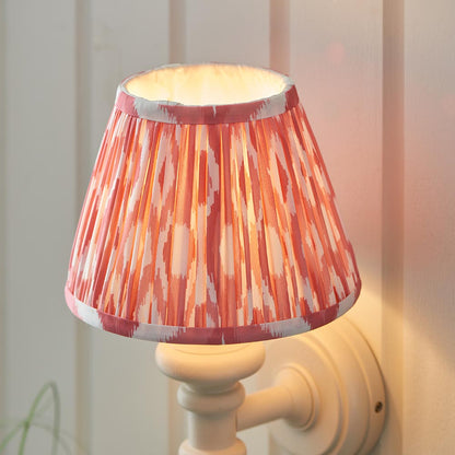Carnaby And Ikat 20cm Coral Pink Shade Wall Light With Satin Almond White Base