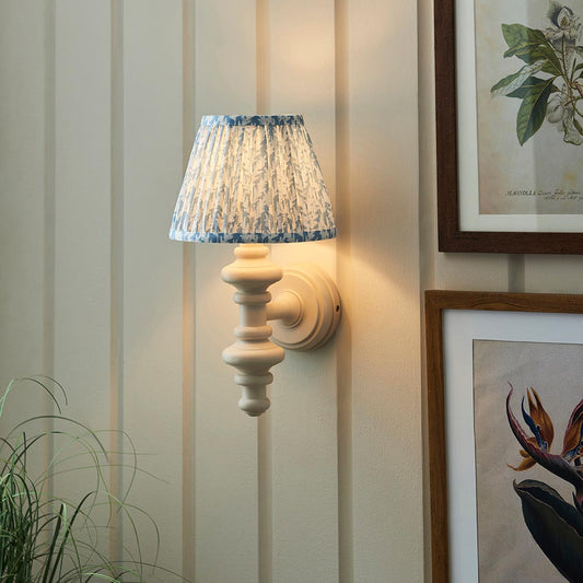Carnaby And Leaf 20cm Shell Bay Blue Shade Wall Light With Satin Almond White Base