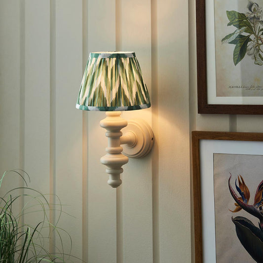 Carnaby And Zigzag 20cm Cotswold Green Shade Wall Light Satin Almond White Base