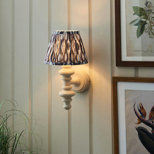 Carnaby And Ikat 20cm Pearl Grey Shade Wall Light With Satin Almond White Base