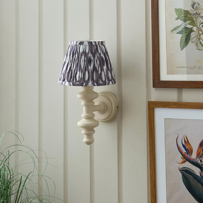 Carnaby And Ikat 20cm Pearl Grey Shade Wall Light With Satin Almond White Base