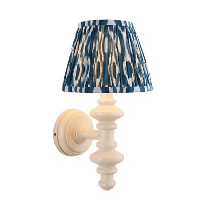 Carnaby And Ikat 20cm Marlin Blue Shade Wall Light With Satin Almond White Base