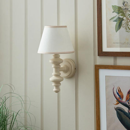 Carnaby And Ivy 20cm Vintage White Shade Wall Light With Satin Almond White Base