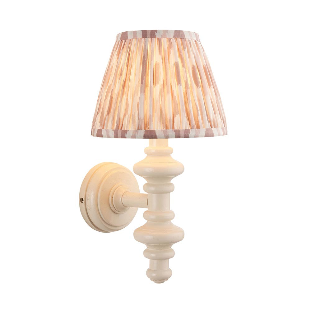 Carnaby And Ikat 20cm Neutral Shade Wall Light With Satin Almond White Base