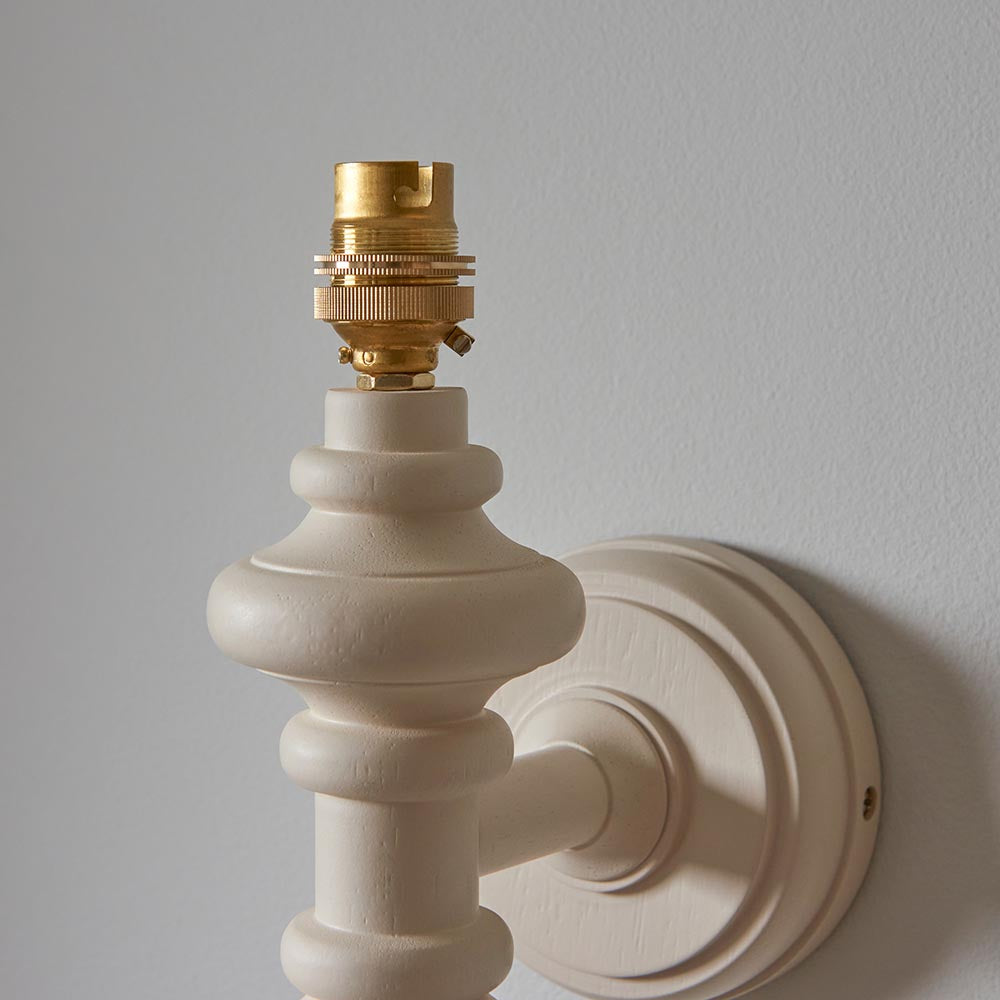 Carnaby And Ikat 20cm Neutral Shade Wall Light With Satin Almond White Base
