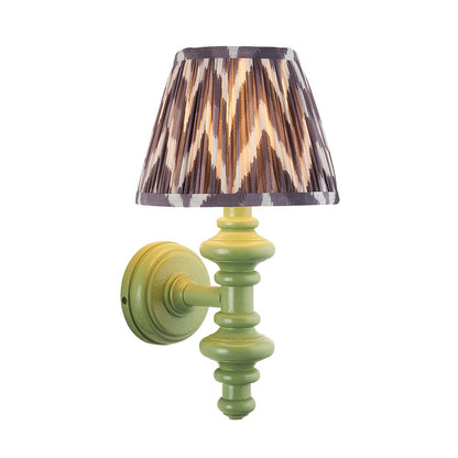 Carnaby And Zigzag 20cm Pearl Grey Shade Wall Light Satin Cotswold Green Base