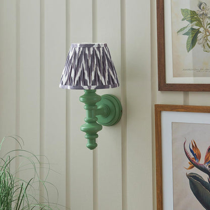 Carnaby And Zigzag 20cm Pearl Grey Shade Wall Light Satin Cotswold Green Base