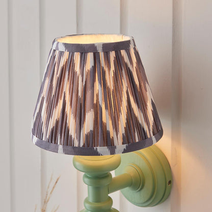 Carnaby And Zigzag 20cm Pearl Grey Shade Wall Light Satin Cotswold Green Base