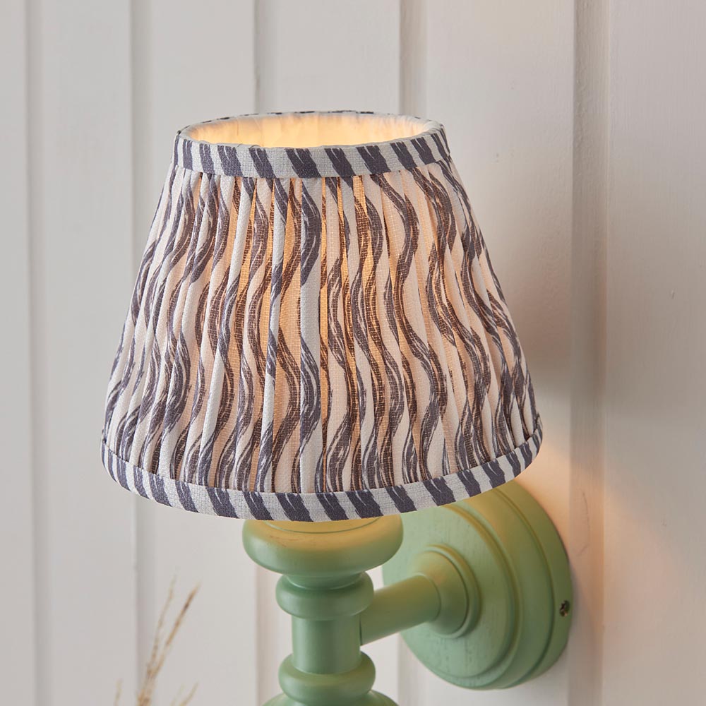 Carnaby And Ripple 20cm Pearl Grey Shade Wall Light With Satin Cotswold Green Base
