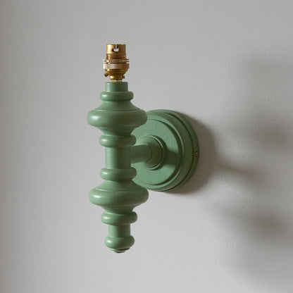 Carnaby And Ripple 20cm Coral Pink Shade Wall Light With Satin Cotswold Green Base